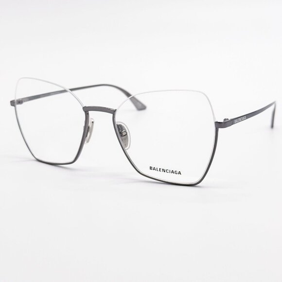 NEW BALENCIAGA EYEGLASSES BB0142O 001 GEOMETRIC SILVER WOMEN EYEWEAR BALENCIAGA - Picture 2 of 9